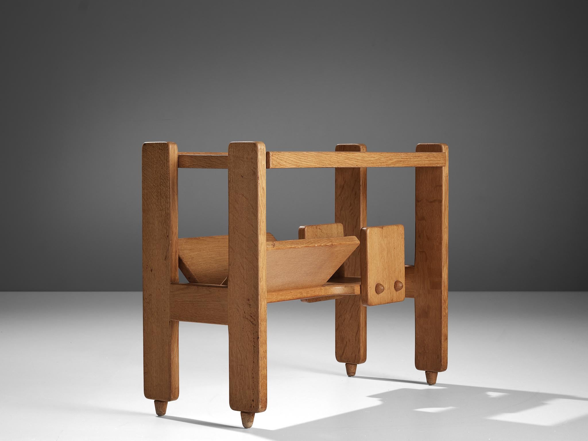 French Guillerme & Chambron Magazine Rack in Oak with Ceramic
