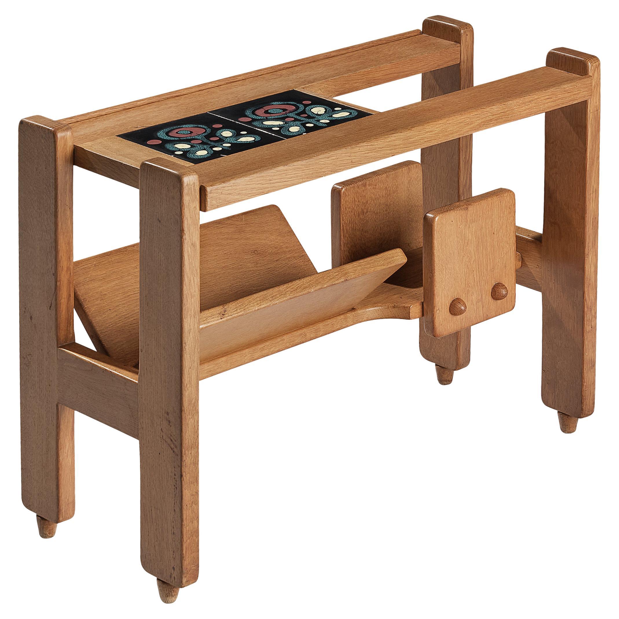 Guillerme & Chambron Magazine Rack in Oak with Ceramic