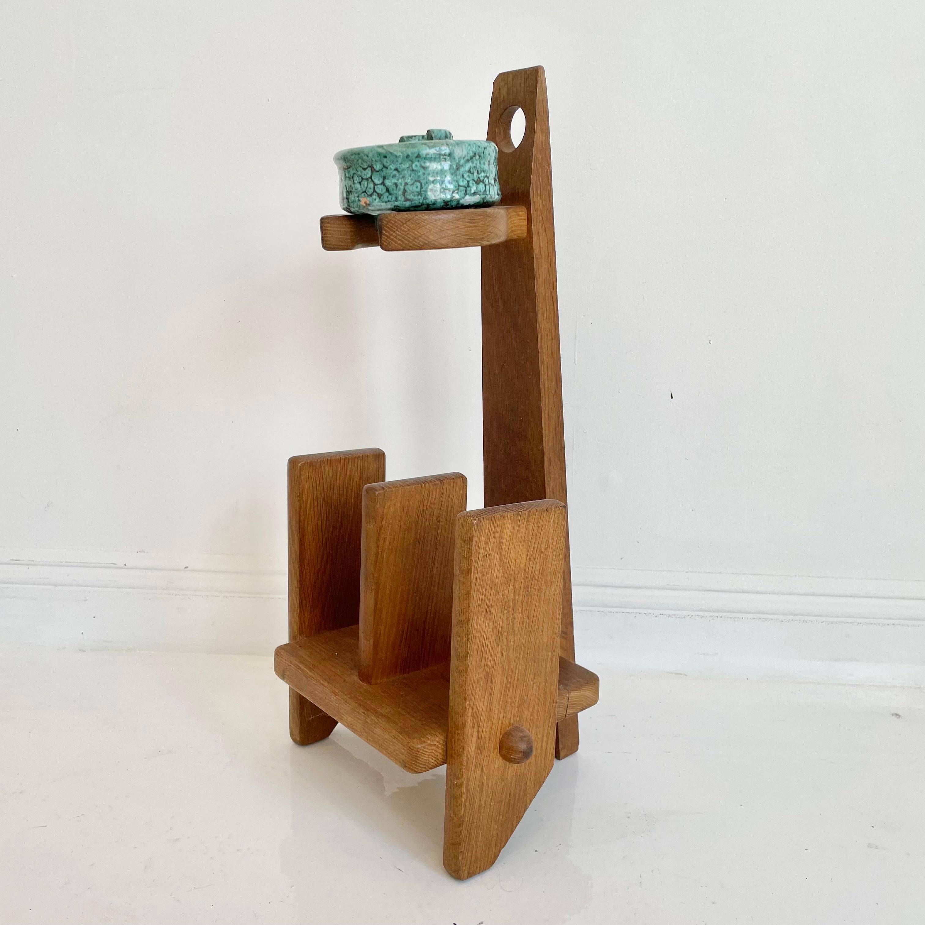 Guillerme et Chambron Magazine Rack with Ceramic Ashtray In Good Condition For Sale In Los Angeles, CA