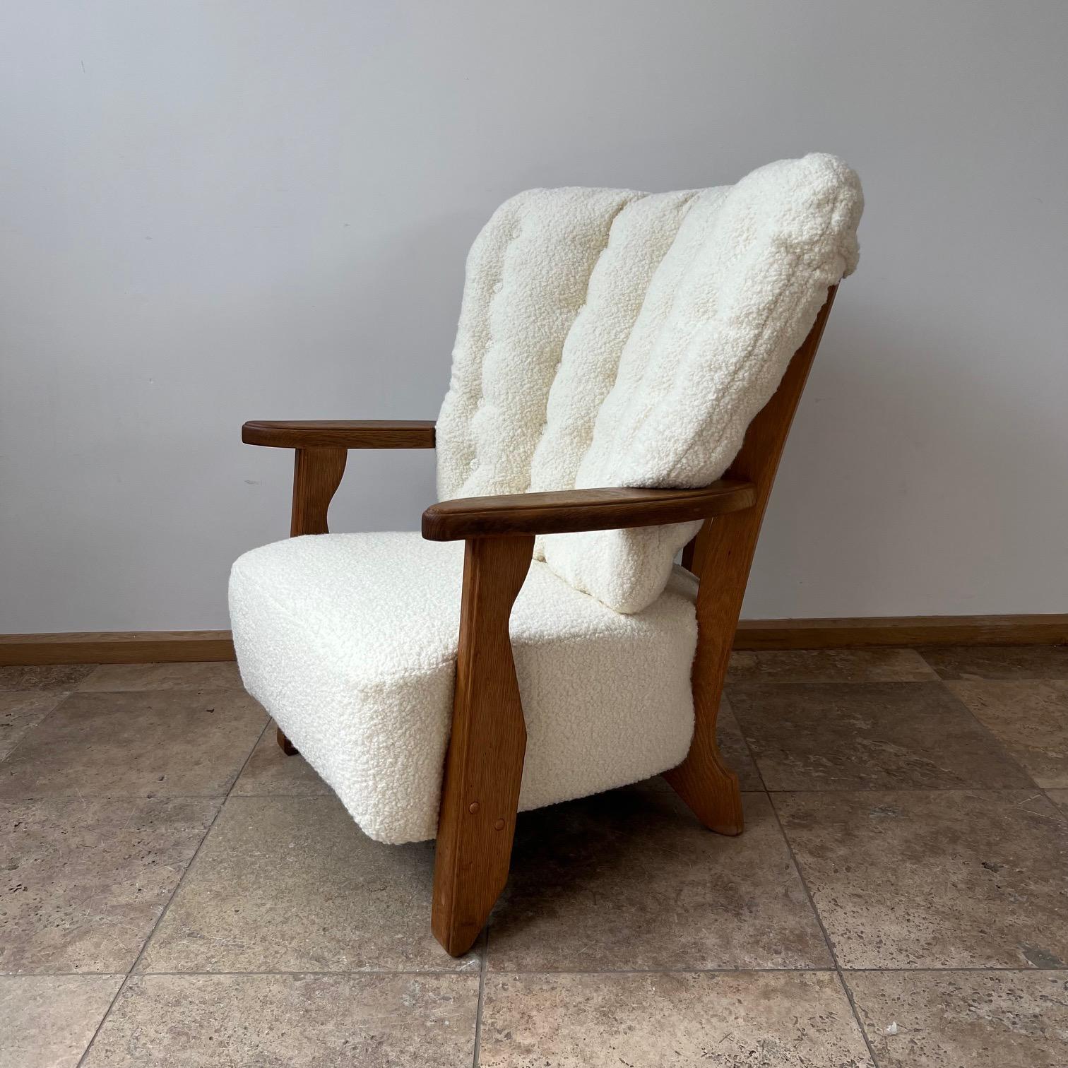 Mid-20th Century Guillerme et Chambron Mid-Century French Oak Armchair For Sale