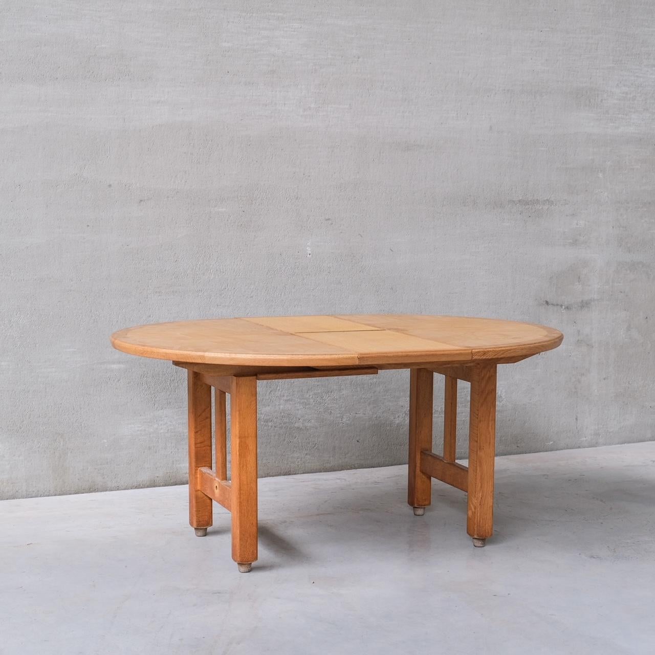 Guillerme et Chambron Mid-Century French Oak Dining Table For Sale 6