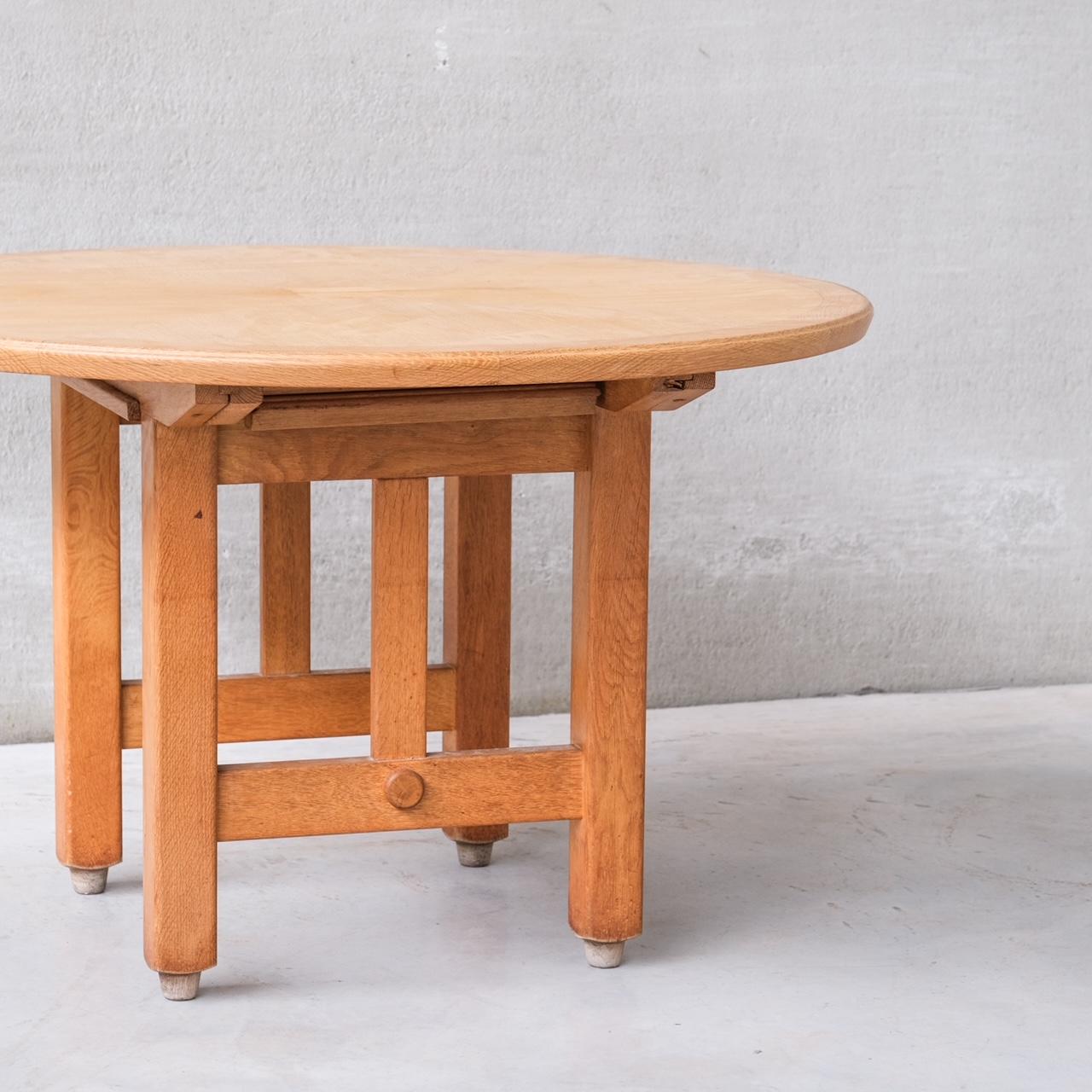 Mid-20th Century Guillerme et Chambron Mid-Century French Oak Dining Table For Sale