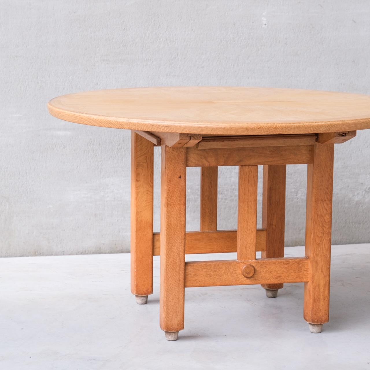 Guillerme et Chambron Mid-Century French Oak Dining Table For Sale 1