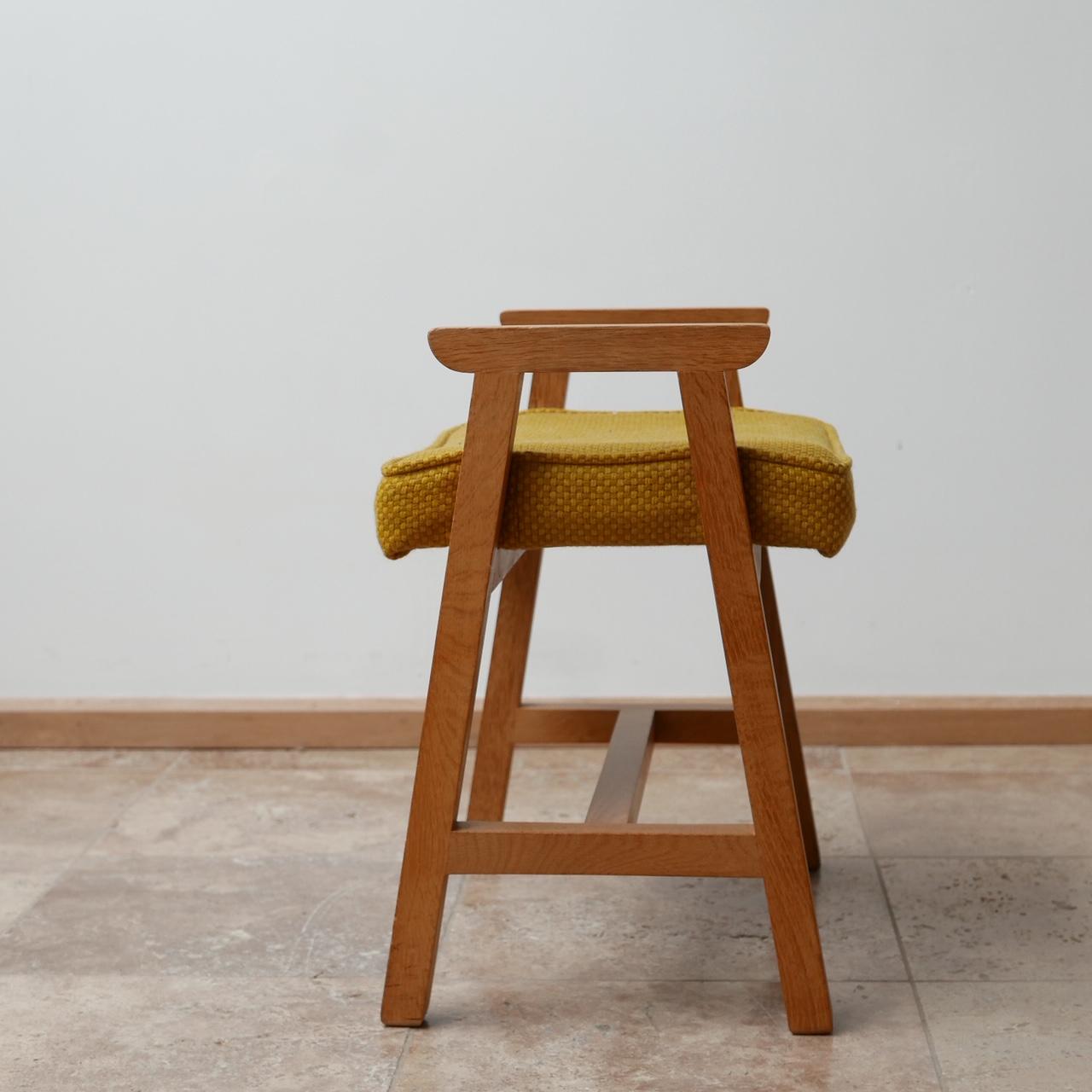 Guillerme et Chambron Midcentury French Oak Stool In Excellent Condition In London, GB