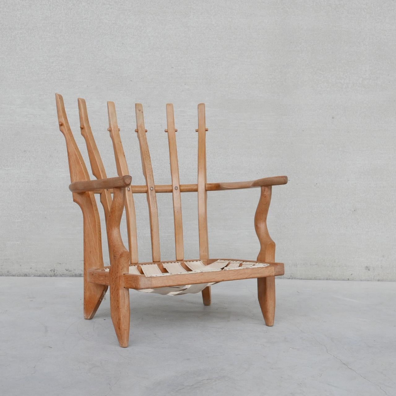 Wood Guillerme et Chambron Mid-Century French Repos Armchair
