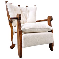 Guillerme et Chambron Mid-Century Modern White Fabric Armchair