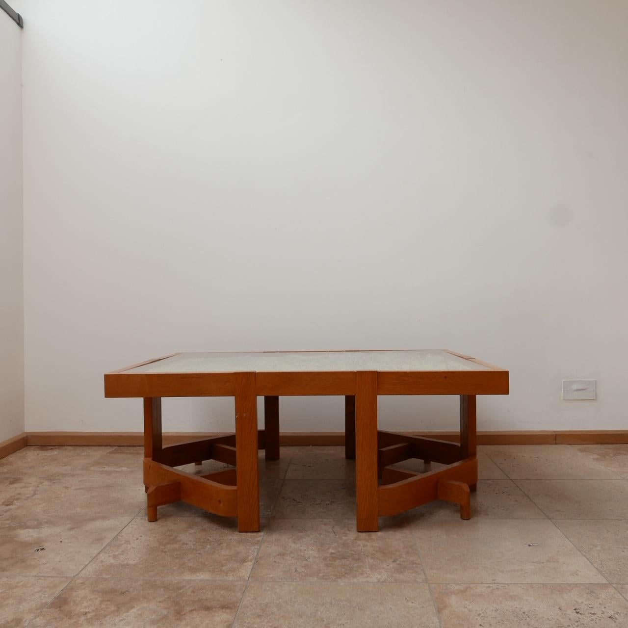 Guillerme et Chambron Mid-Century Oak Architects Unique Coffee Table 6