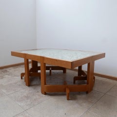 Guillerme et Chambron Mid-Century Oak Architects Unique Coffee Table