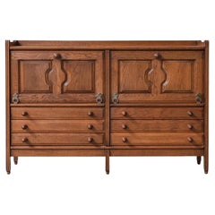Used Guillerme et Chambron Mid-century Oak Cabinet Sideboard