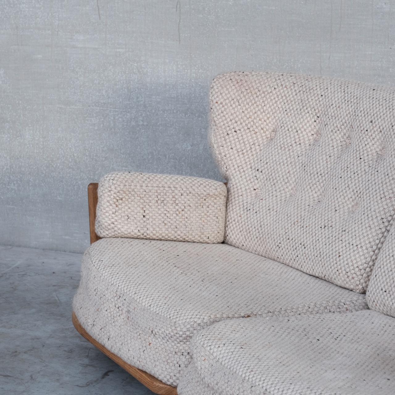 Guillerme et Chambron Mid-Century Oak 'Denis' Armchair and Sofa Set For Sale 4