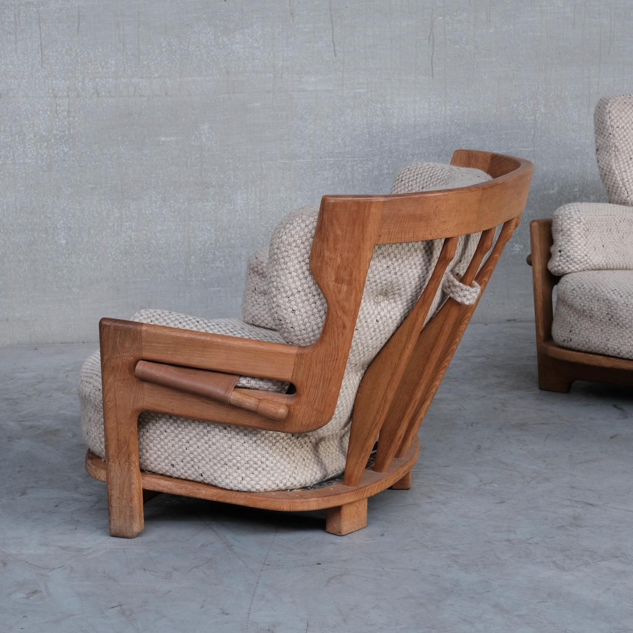 Guillerme et Chambron Mid-Century Oak 'Denis' Armchair and Sofa Set For Sale 9