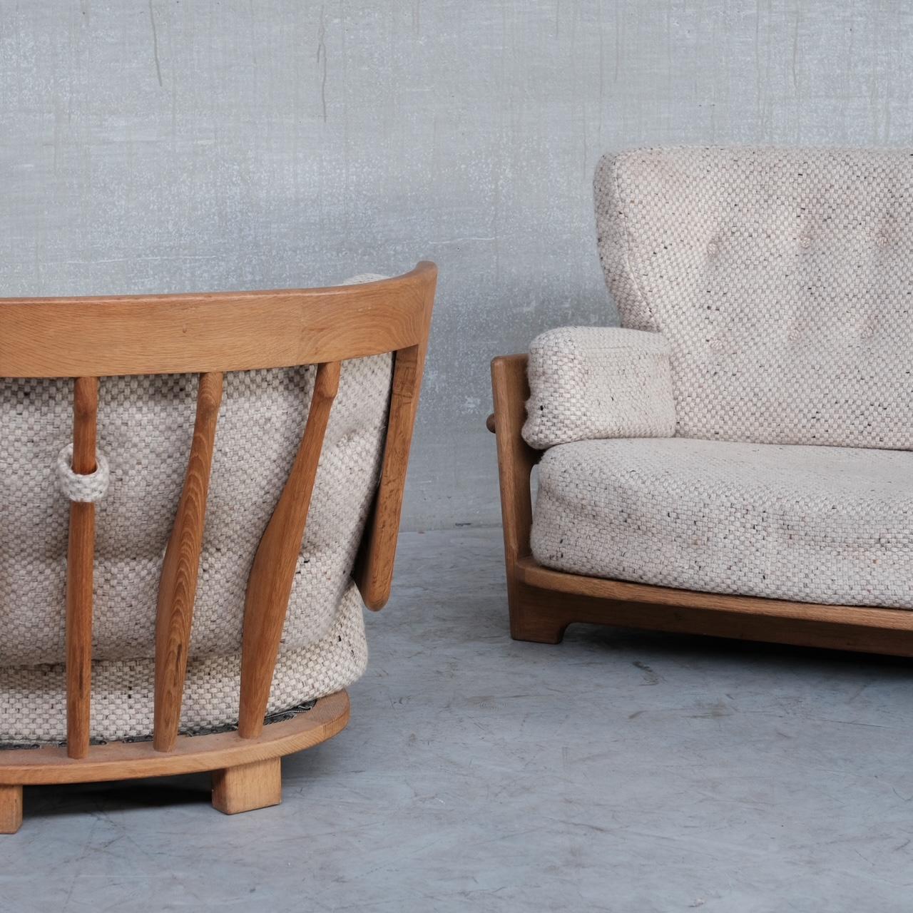 Guillerme et Chambron Mid-Century Oak 'Denis' Armchair and Sofa Set For Sale 10