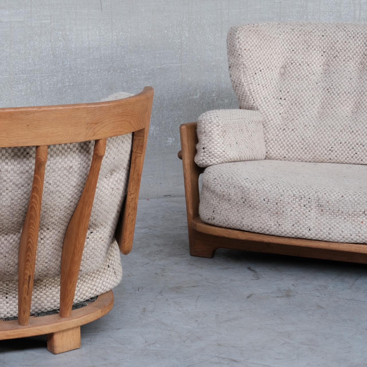 Guillerme et Chambron Mid-Century Oak 'Denis' Armchair and Sofa Set For Sale 11