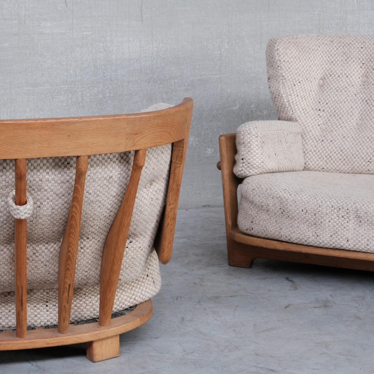 Guillerme et Chambron Mid-Century Oak 'Denis' Armchair and Sofa Set For Sale 13