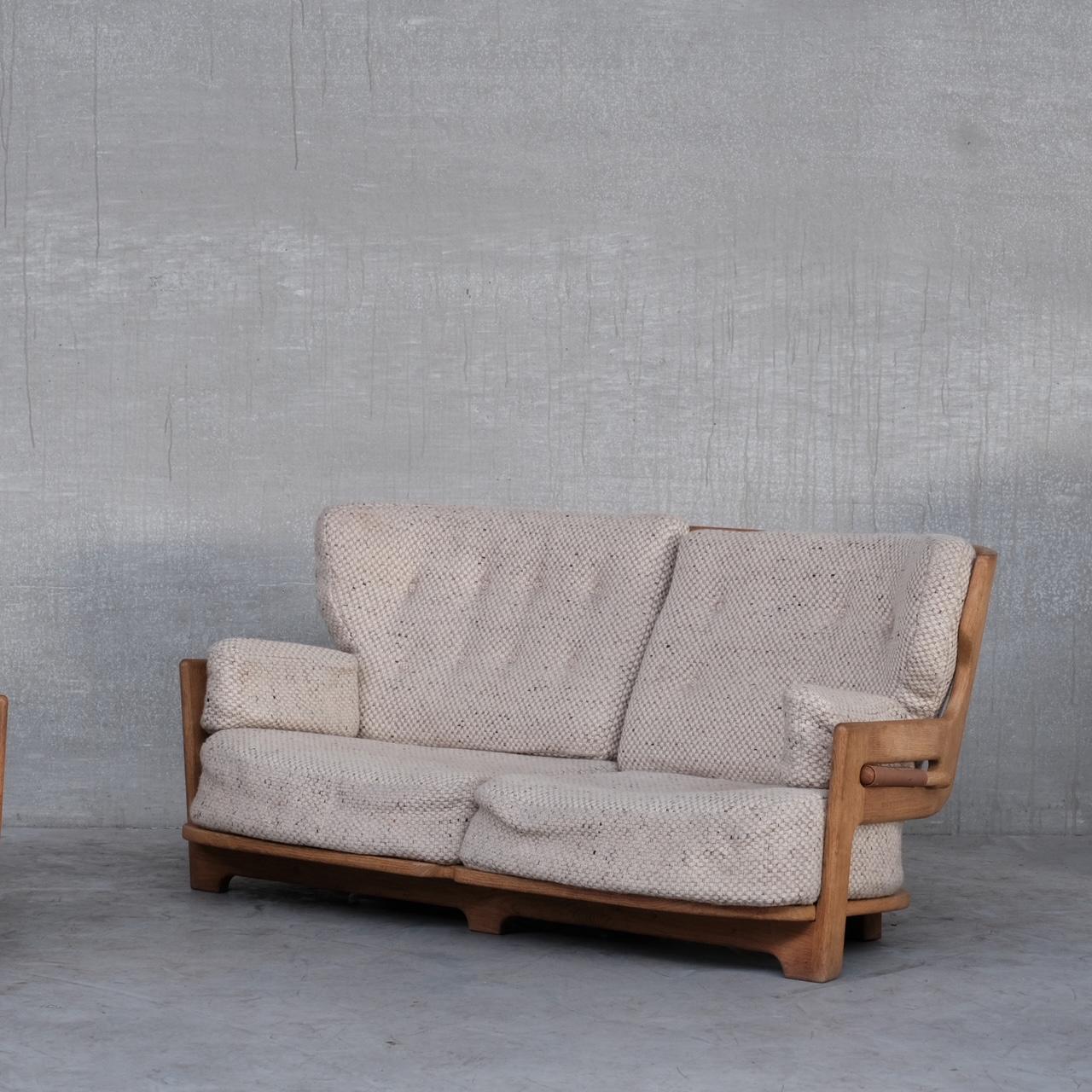 Guillerme et Chambron Mid-Century Oak 'Denis' Armchair and Sofa Set In Good Condition For Sale In London, GB