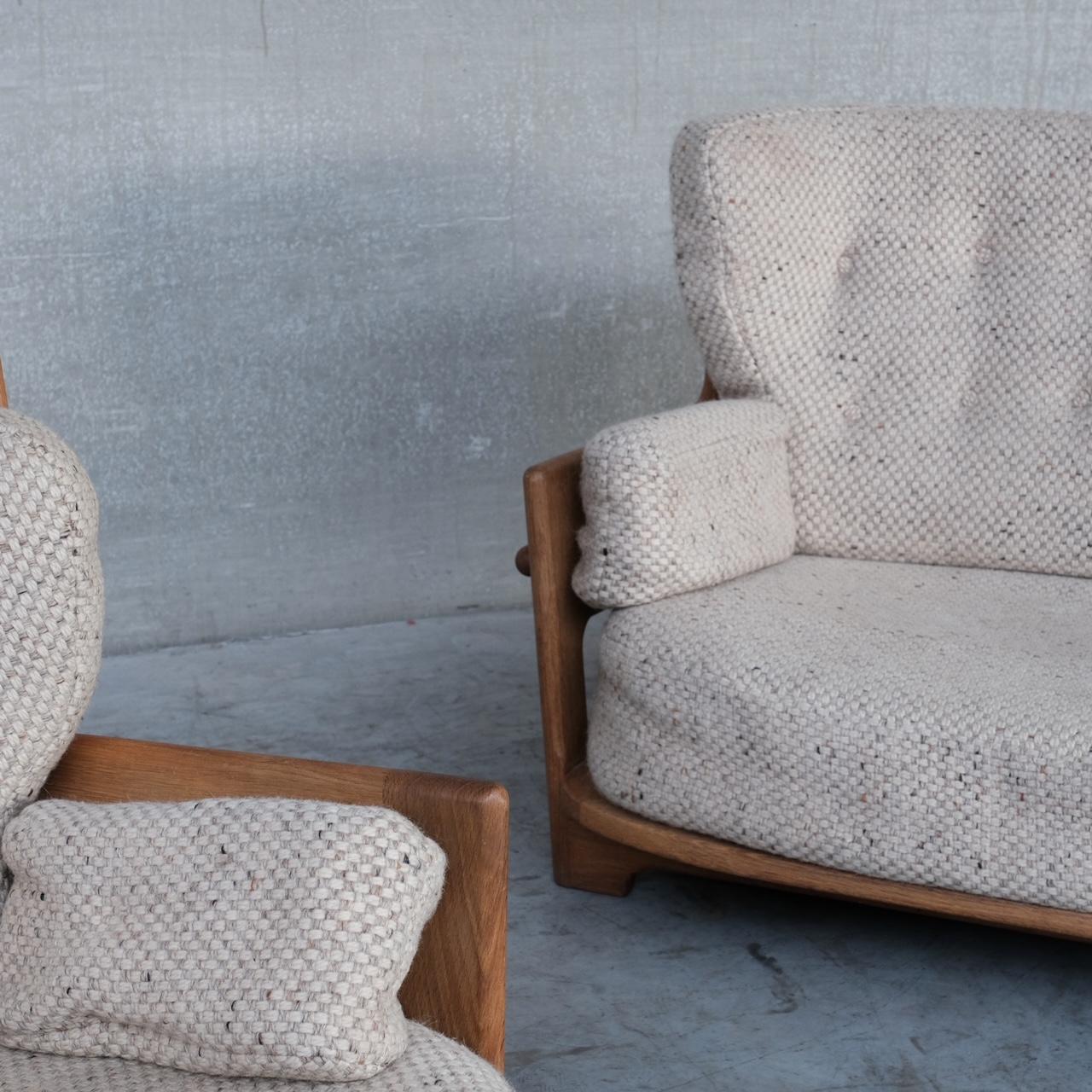 Guillerme et Chambron Mid-Century Oak 'Denis' Armchair and Sofa Set For Sale 2