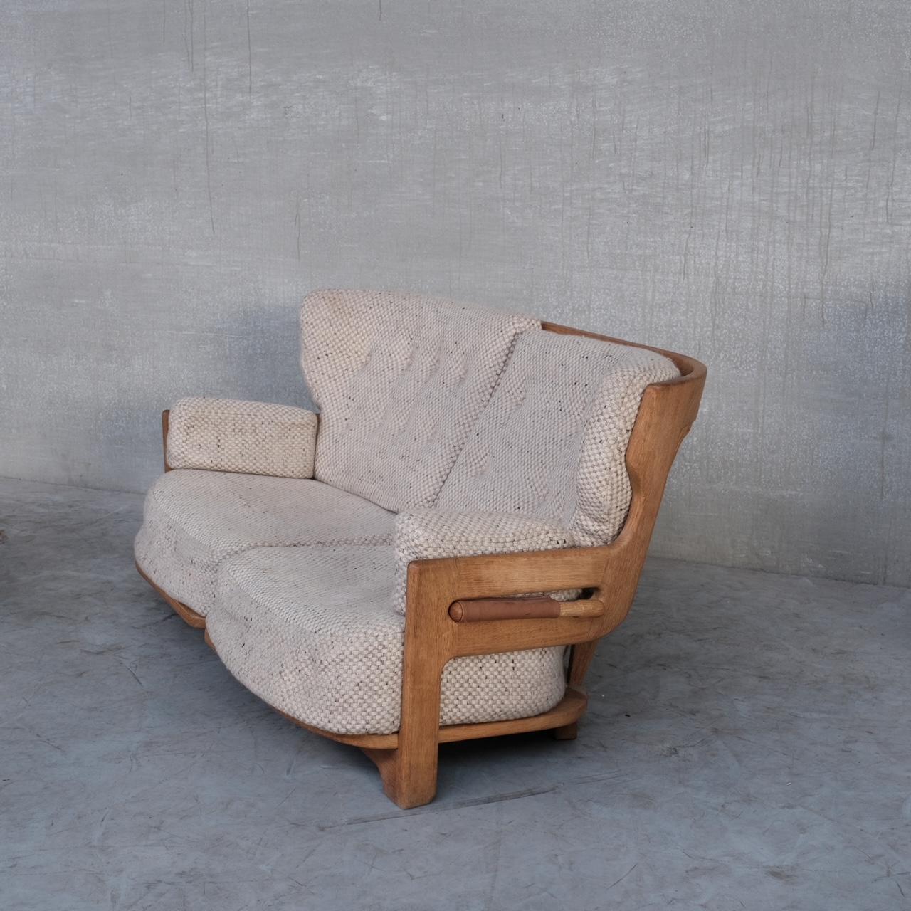Guillerme et Chambron Mid-Century Oak 'Denis' Armchair and Sofa Set For Sale 3