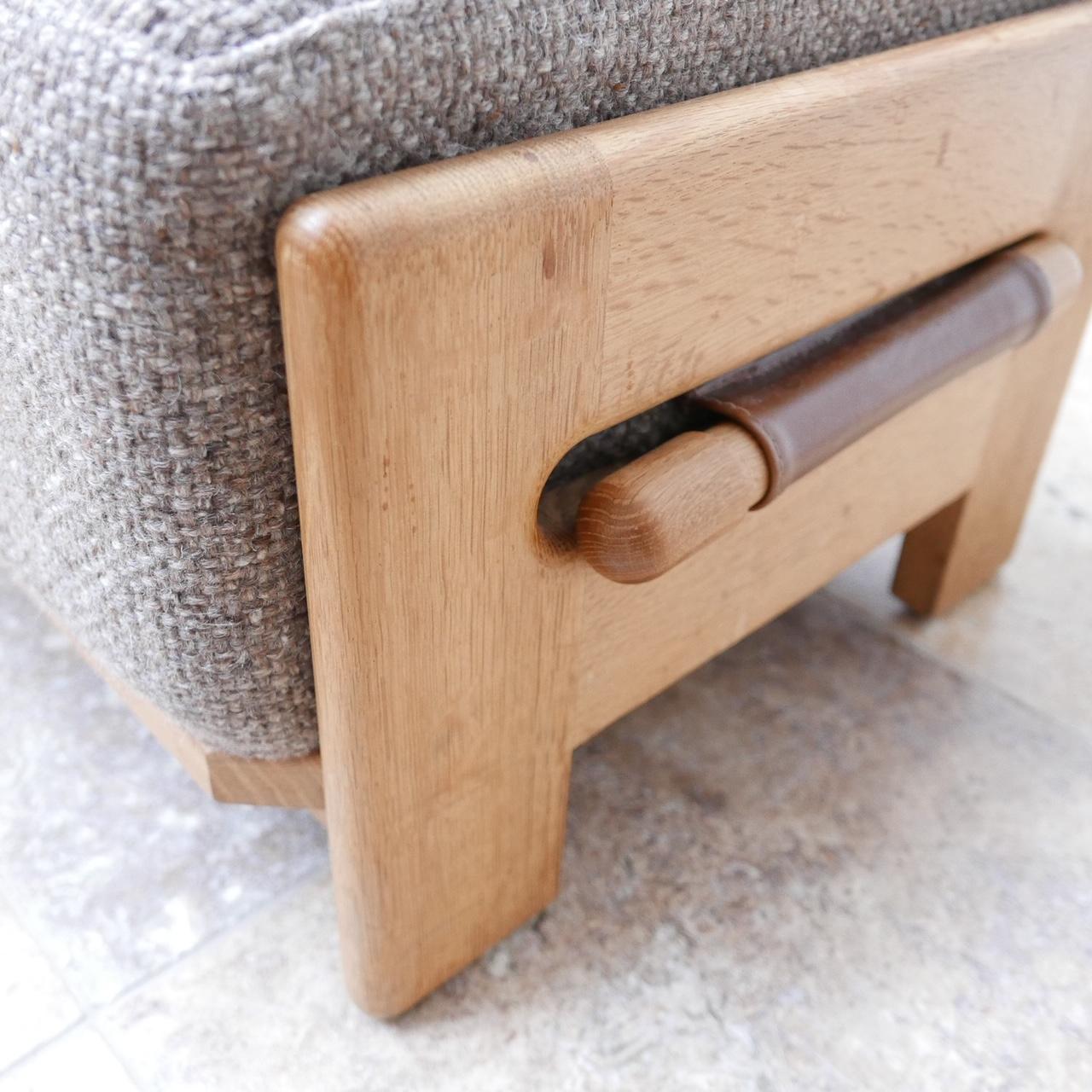 French Guillerme et Chambron Midcentury Oak Denis Footstool/Pouffe