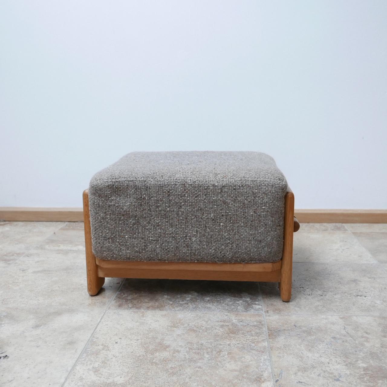 Guillerme et Chambron Midcentury Oak Denis Footstool/Pouffe 1
