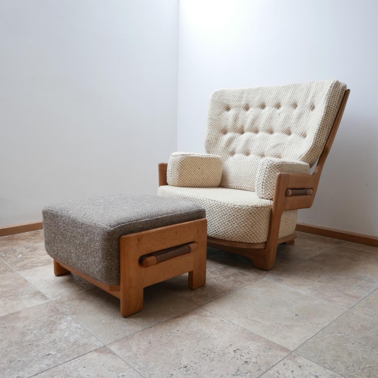 Guillerme et Chambron Midcentury Oak Denis Footstool/Pouffe 2