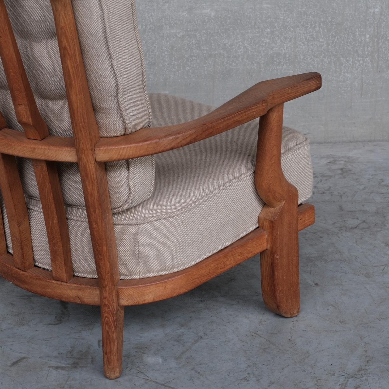 20th Century Guillerme et Chambron Mid-Century Oak Grand Repos Armchair