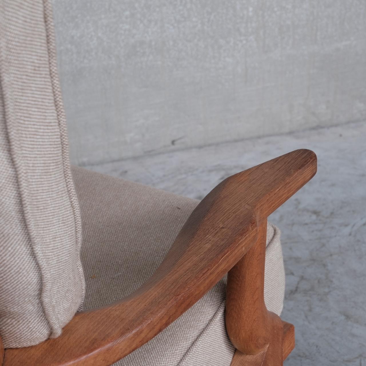 Wood Guillerme et Chambron Mid-Century Oak Grand Repos Armchair