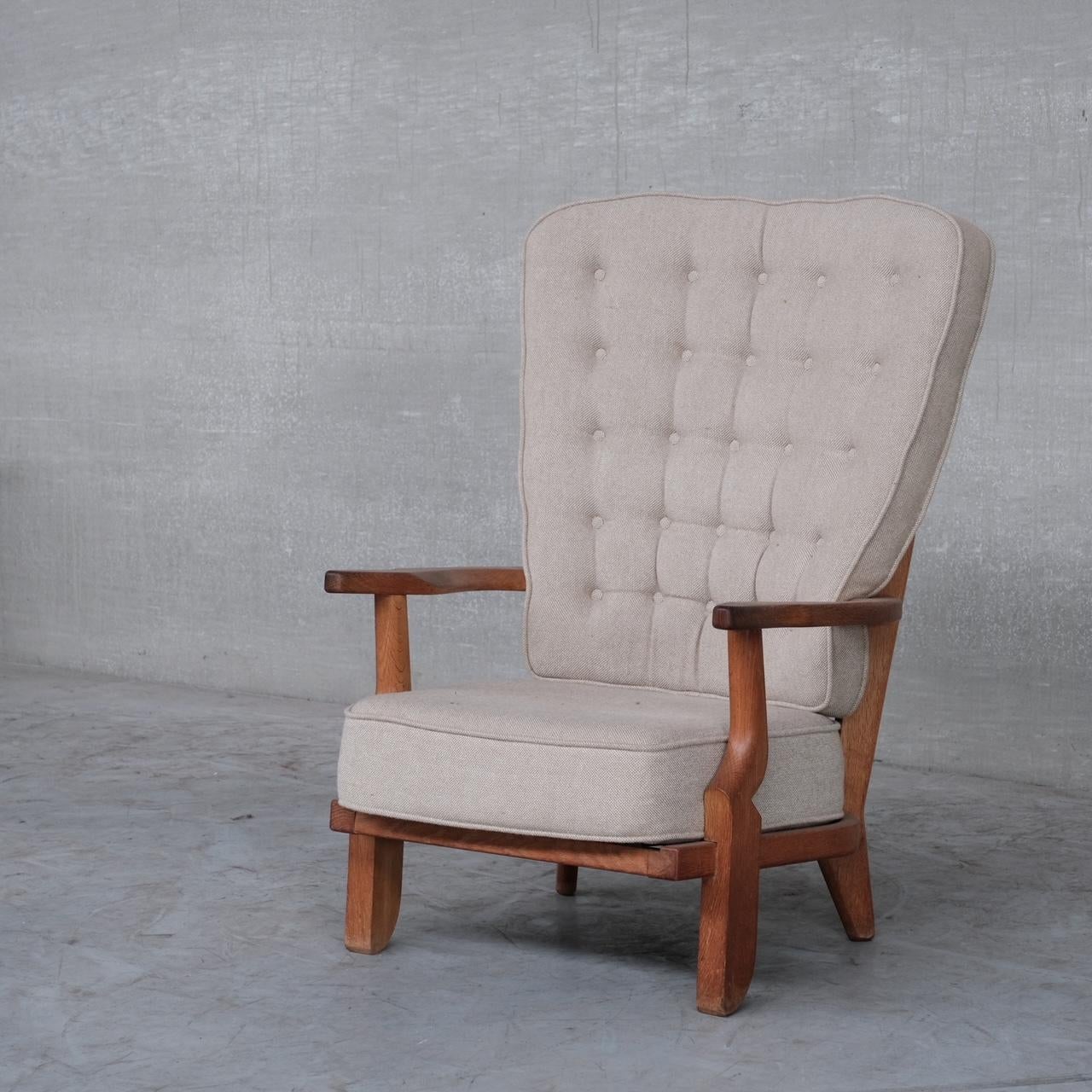 Guillerme et Chambron Mid-Century Oak Grand Repos Armchair 3