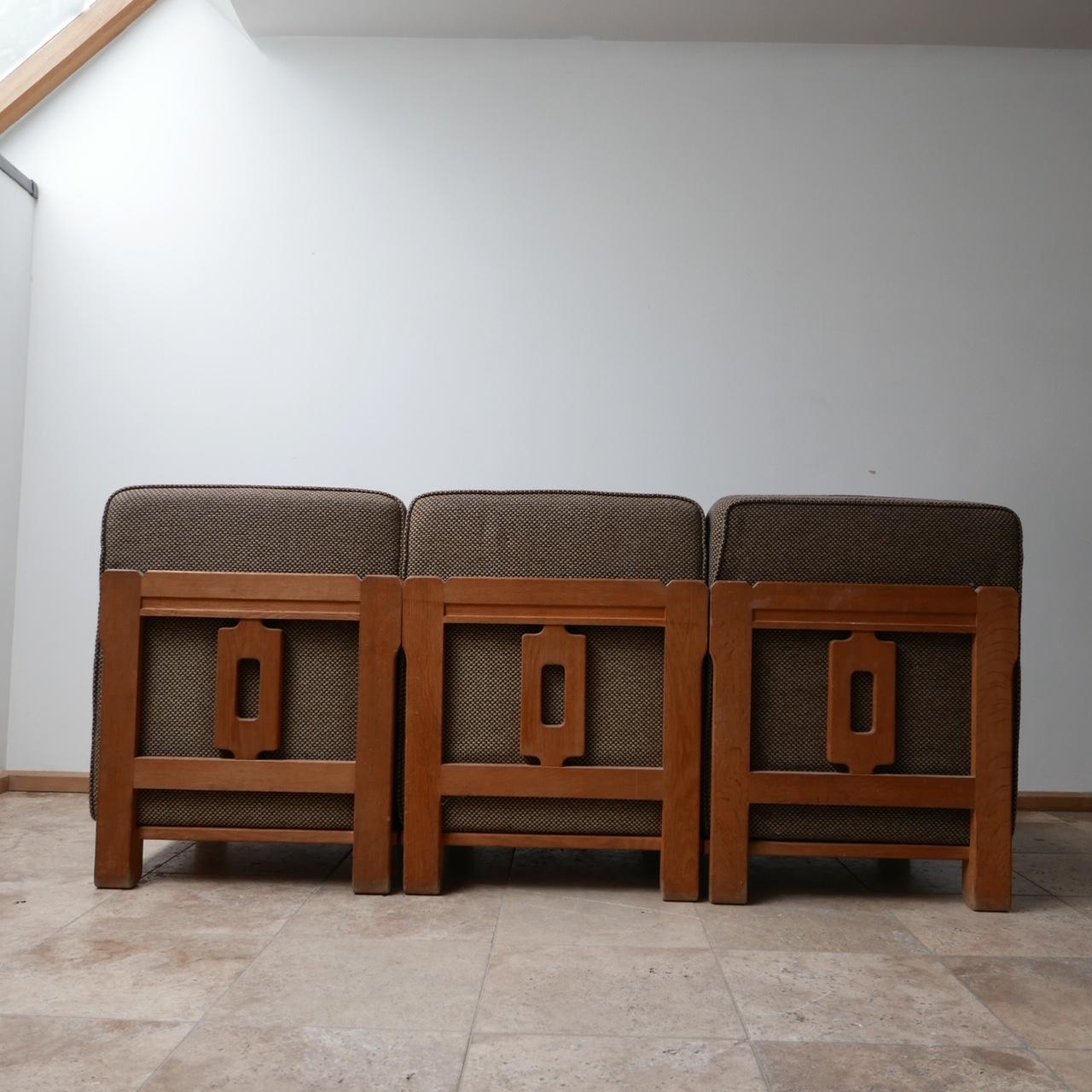 20th Century Guillerme et Chambron Mid-Century Oak Slipper Lounge Chairs or Sofa '3 pieces'