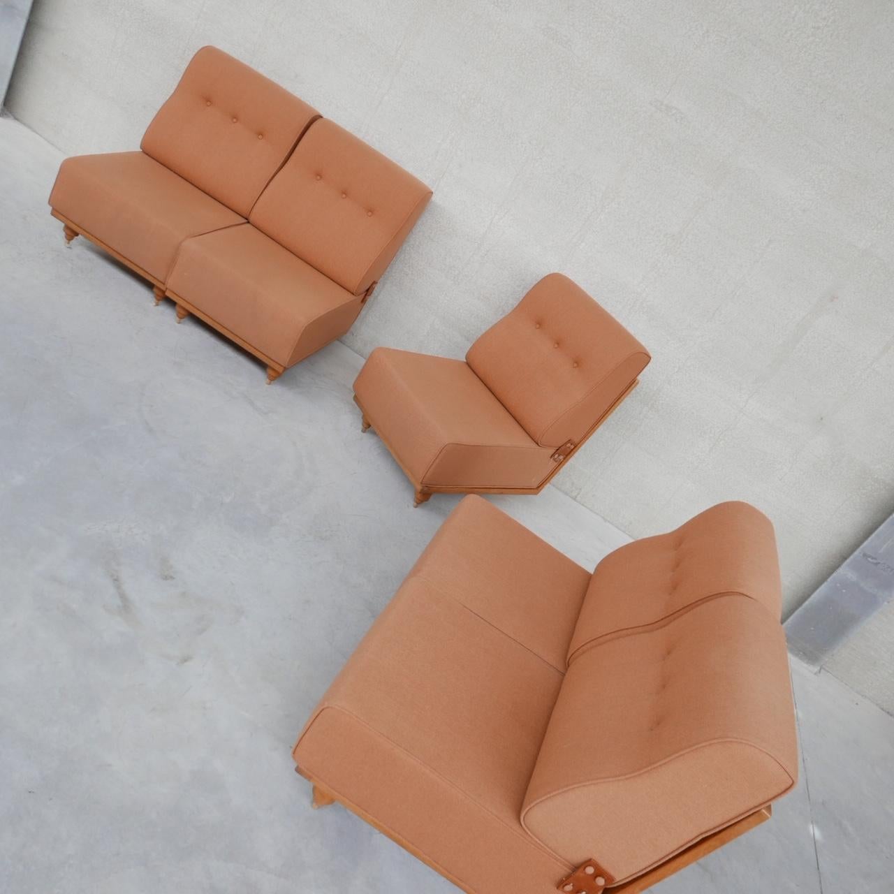 Guillerme et Chambron Mid-Century Sofa Set or Lounge Chairs '5 pieces' In Good Condition In London, GB