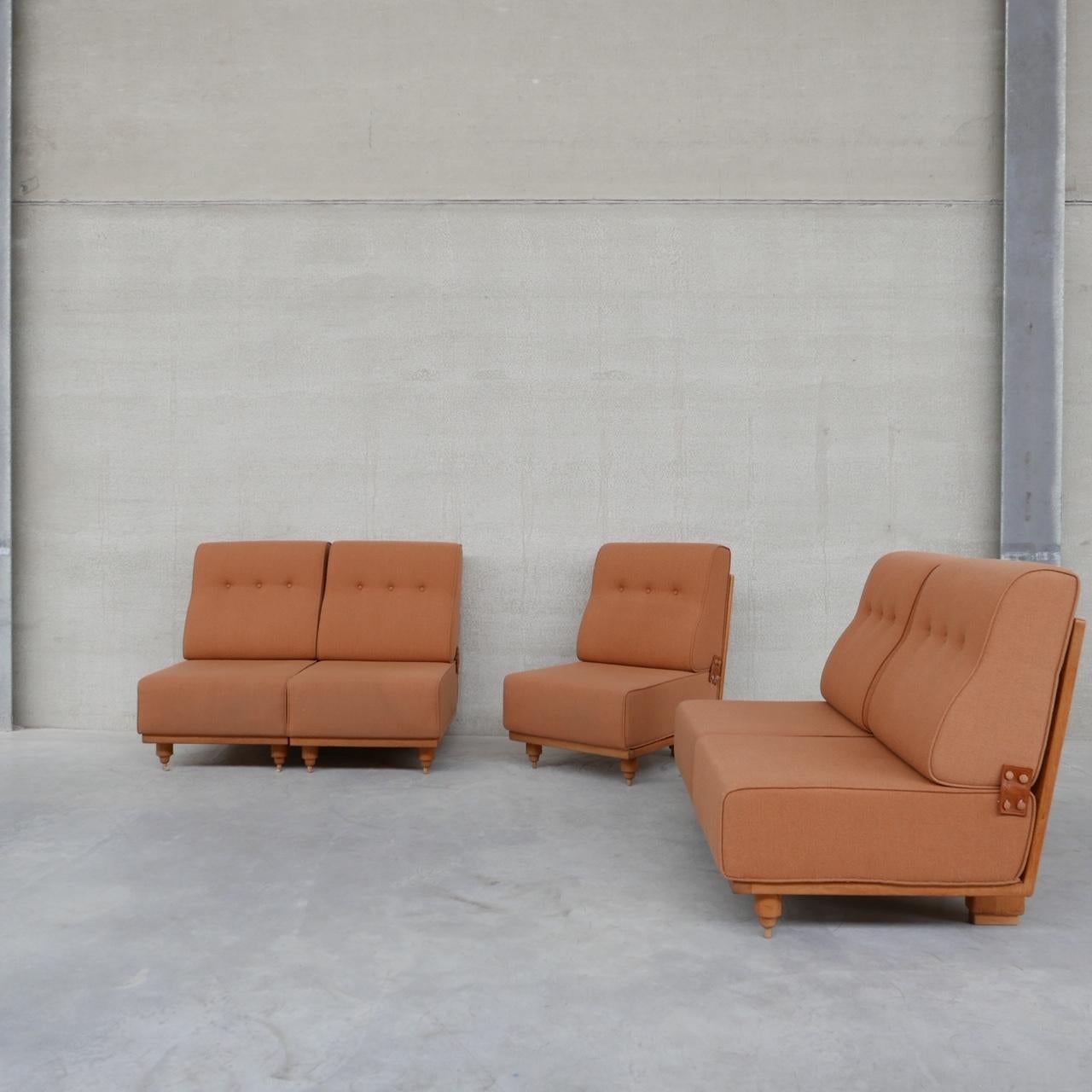 Guillerme et Chambron Mid-Century Sofa Set or Lounge Chairs '5 pieces' 1