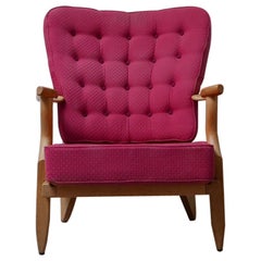 Guillerme et Chambron Mid-Repos French Mid-Century Oak Armchair
