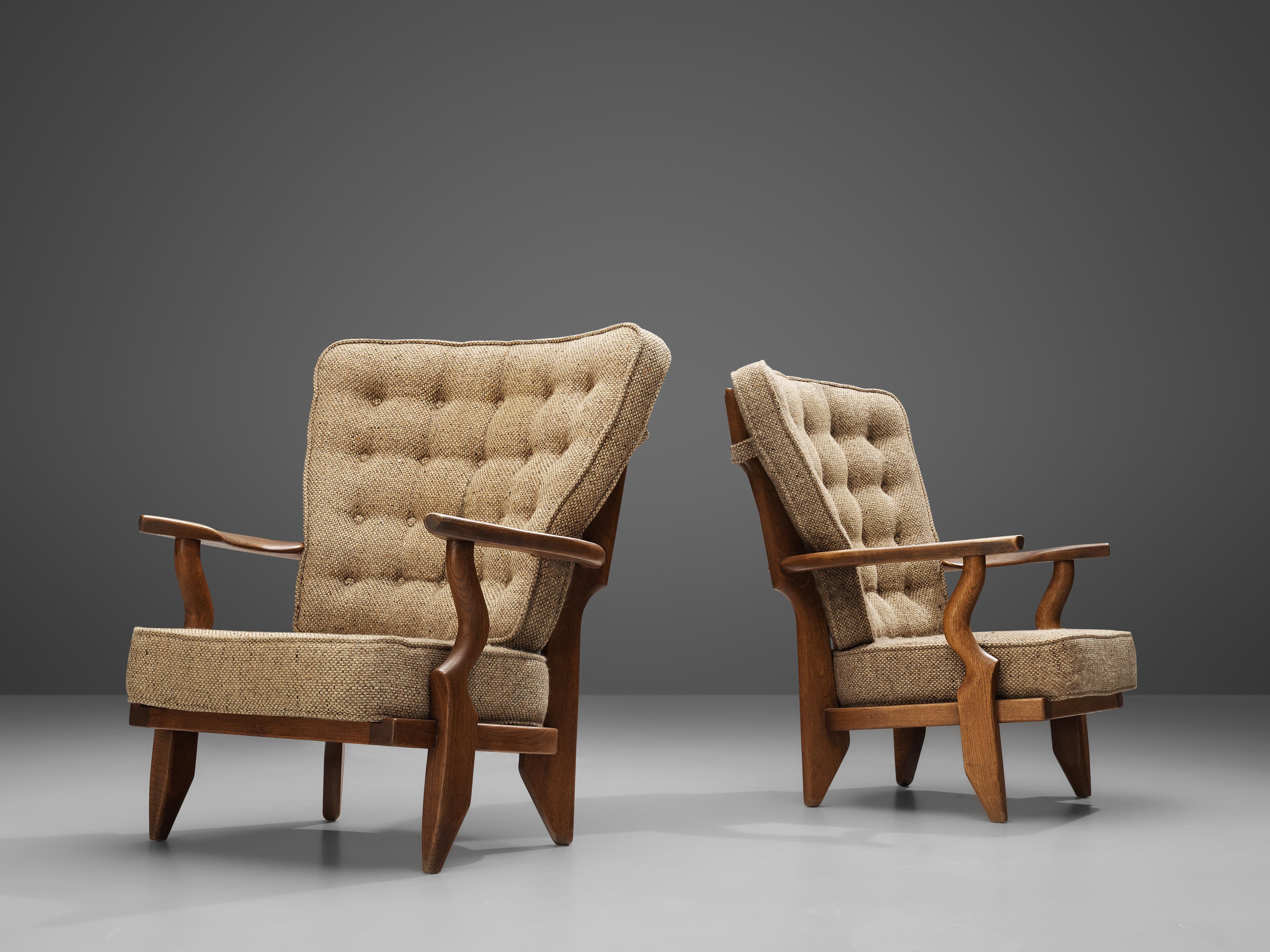 Fabric Guillerme et Chambron 'Mid Repos' Lounge Chair