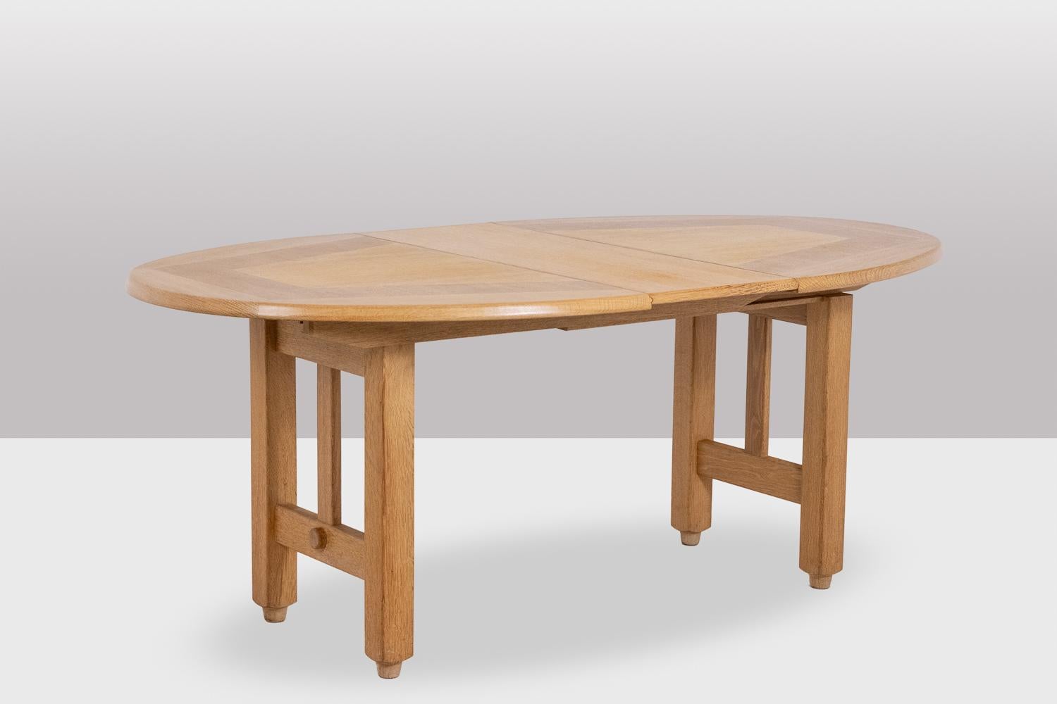 Guillerme et Chambron. Natural oak table. 1970s. In Excellent Condition For Sale In Saint-Ouen, FR