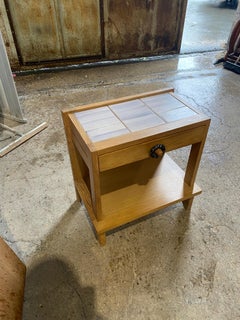 Guillerme et Chambron night stand or side table in oak and ceramic