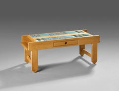 Guillerme et Chambron, Oak and Ceramic Coffee Table Edition Votre Maison, 1970