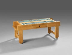 Guillerme et Chambron, Oak and Ceramic Coffee Table Edition Votre Maison, 1970