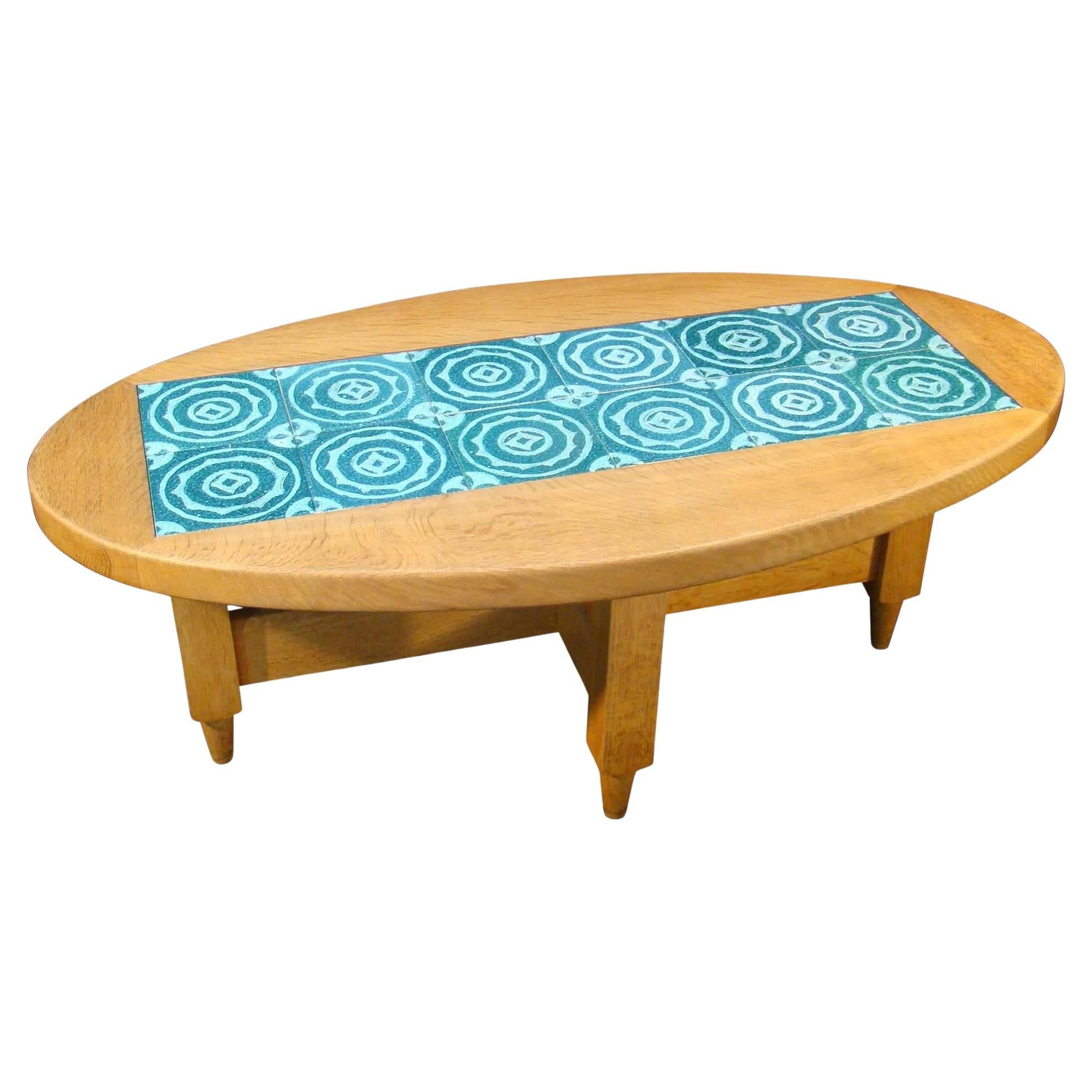 Guillerme et Chambron, Oak and Ceramic Coffee Table, Edition Votre Maison, 1970 en vente