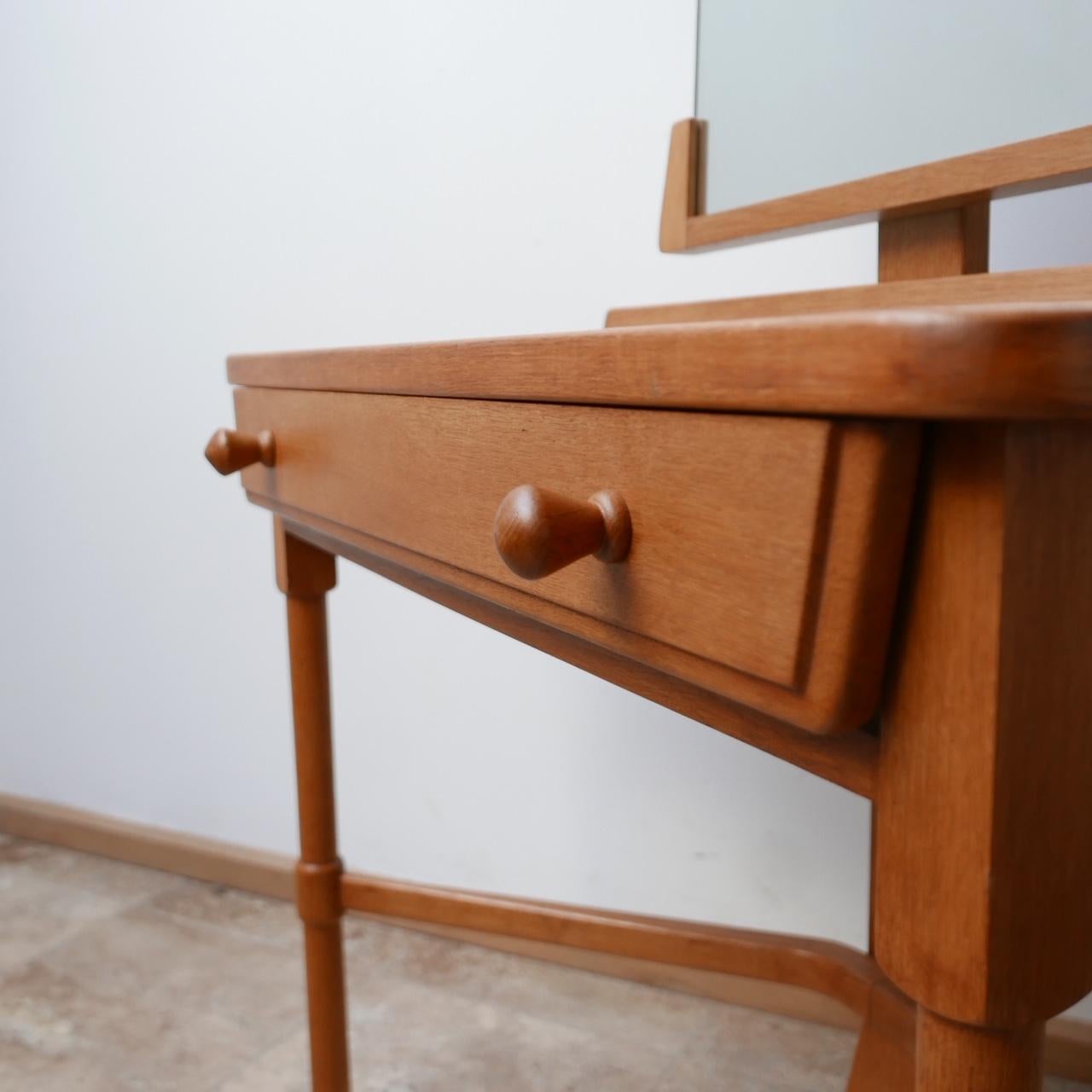 Guillerme et Chambron Oak and Ceramic Mid-Century Vanity Table For Sale 6