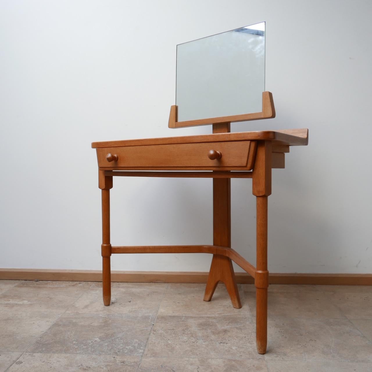 Guillerme et Chambron Oak and Ceramic Mid-Century Vanity Table For Sale 7