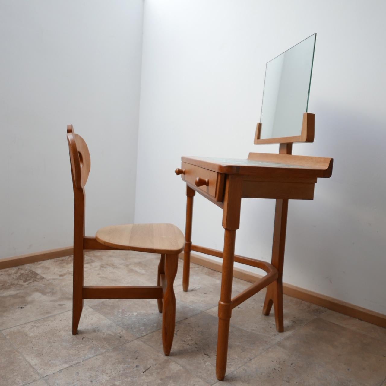 Table de toilette mi-siècle Guillerme et Chambron en chêne et céramique en vente 7