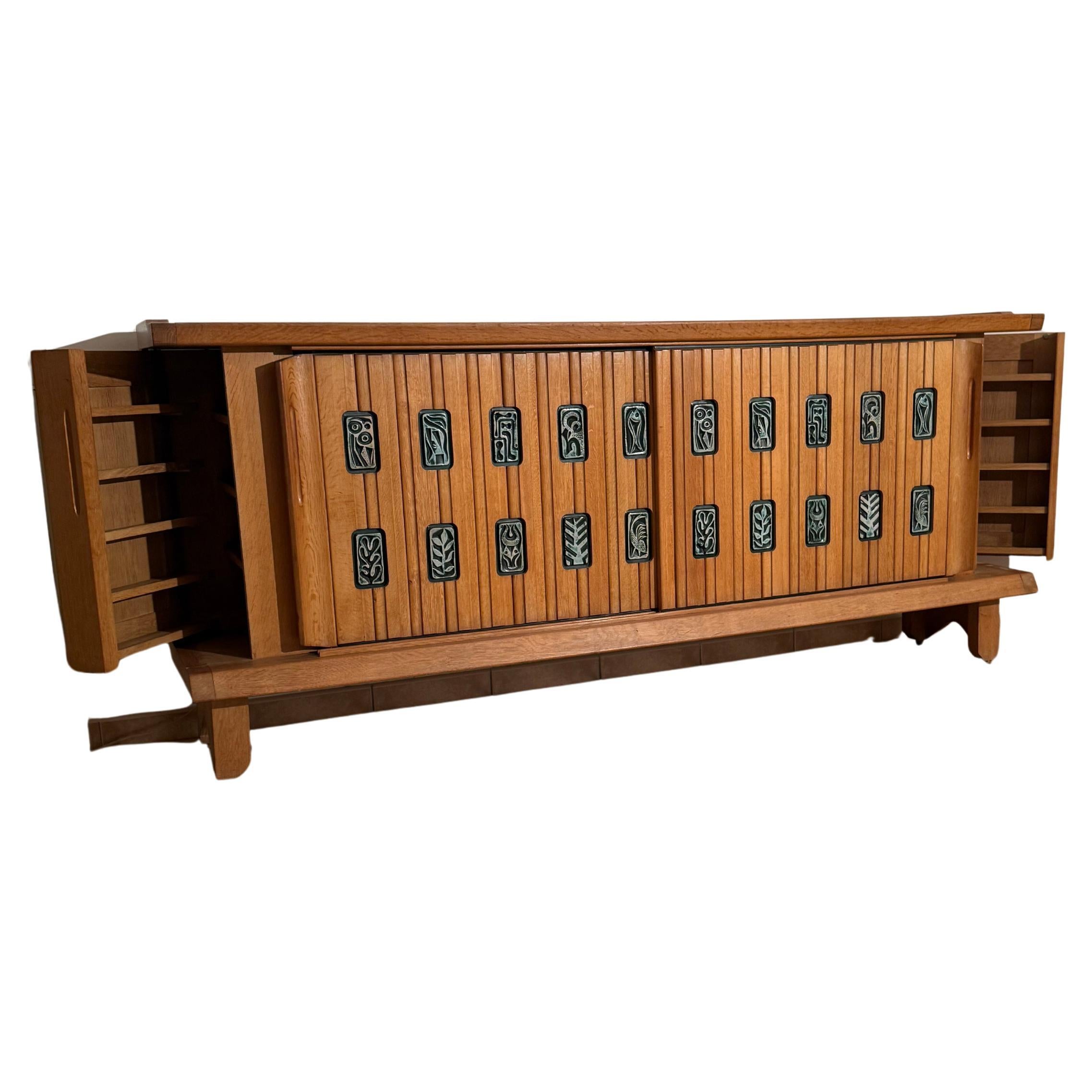 Sideboard by Guillerme et Chambron in oak and ceramic  by Danikowski Edition Votre Maison