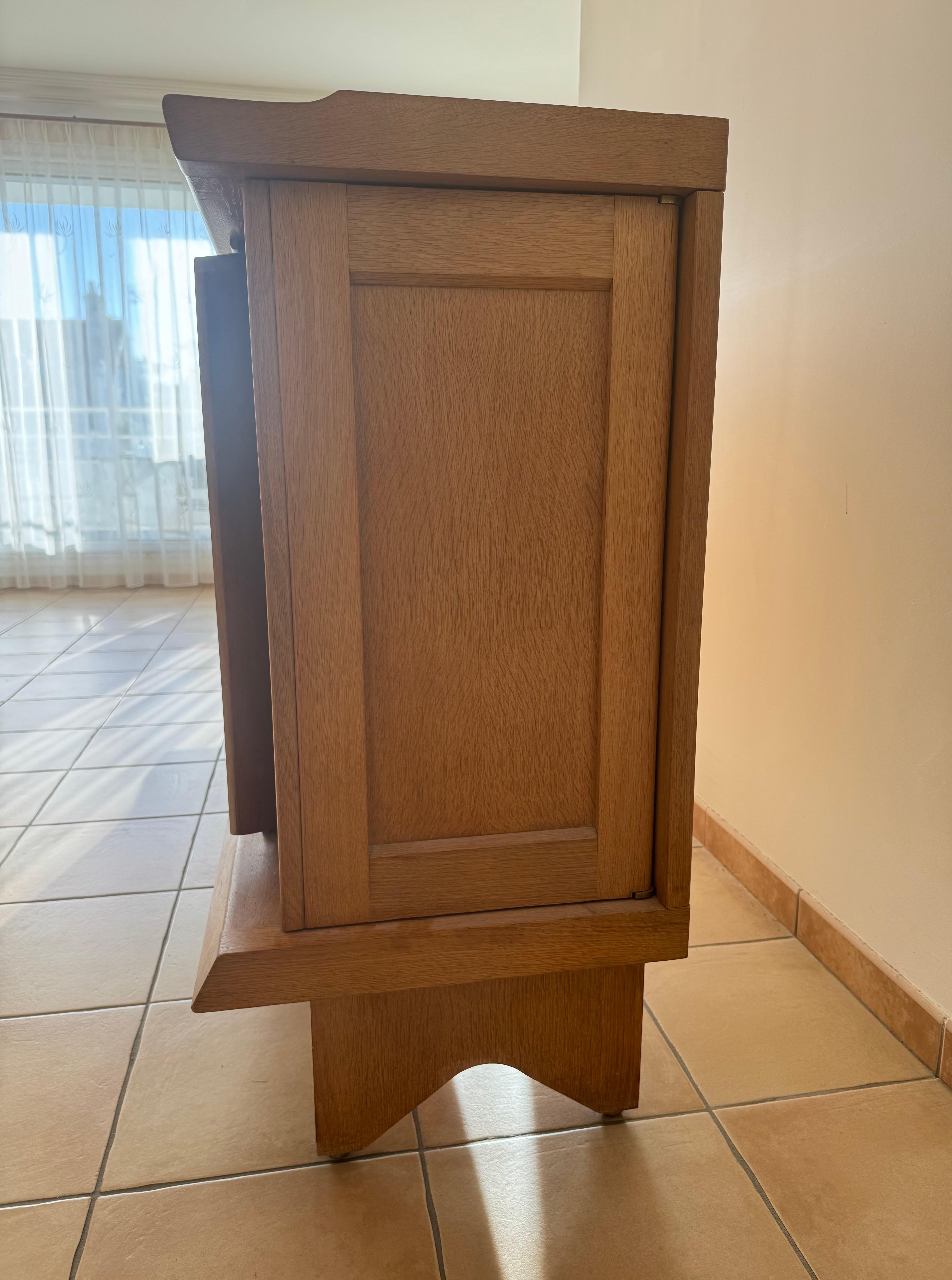 Guillerme et Chambron oak and ceramic sideboard In Good Condition For Sale In Saint-Ouen, FR