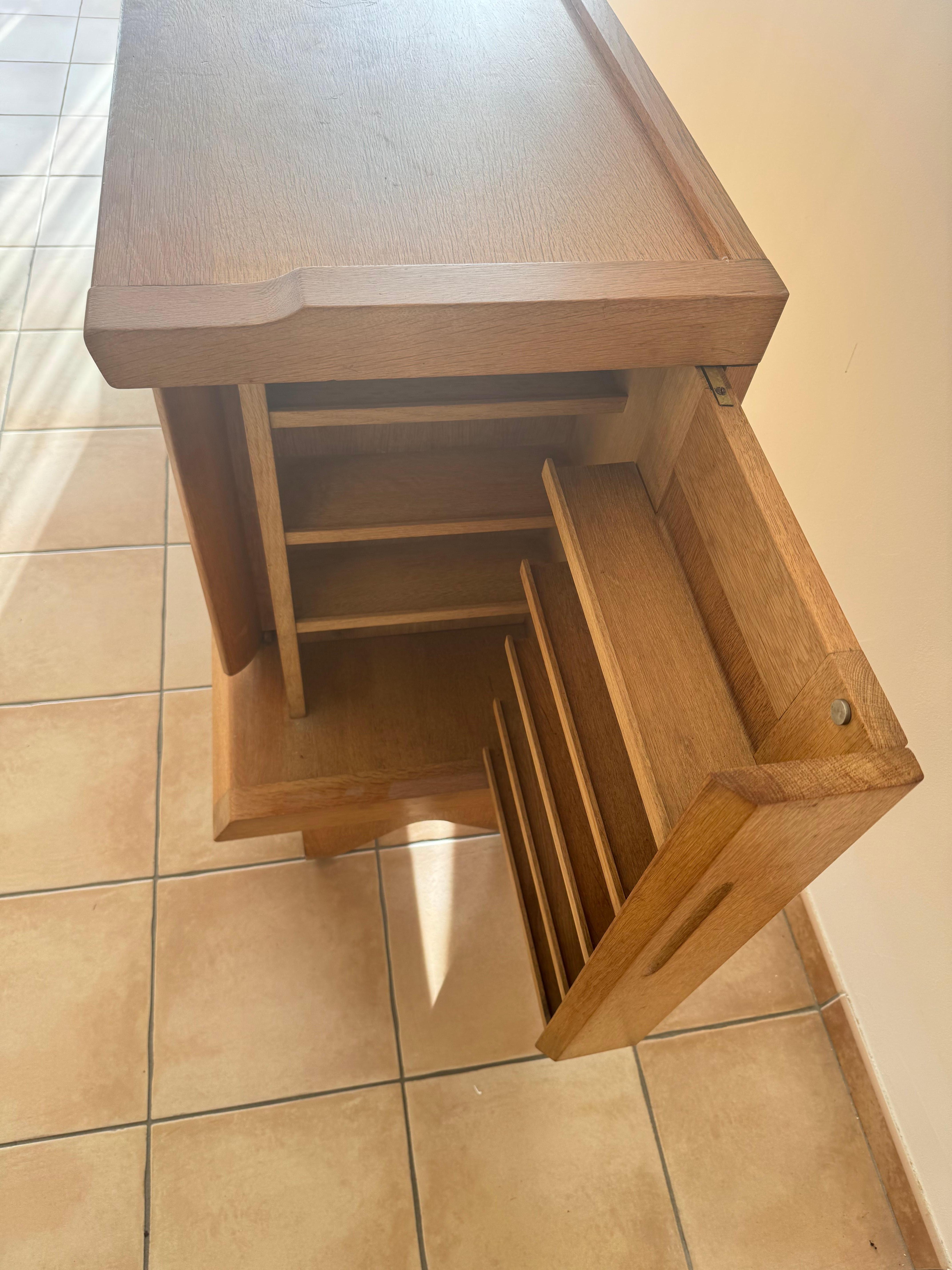 Ceramic Guillerme et Chambron oak and ceramic sideboard For Sale