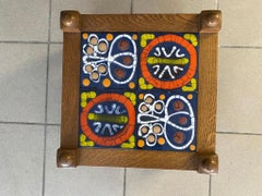 Guillerme et Chambron, Table de canapé en Oak et céramique Edition Votre Maison, 1970