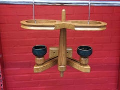 Guillerme et Chambron Oak and ceramic Wall Sconce, Edition Votre Maison