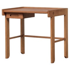Guillerme et Chambron Oak and Leather Mid-Century French Desk