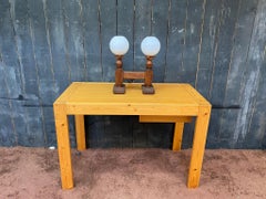 Guillerme et Chambron , Oak and opaline lamp Edition Votre Maison, circa 1970