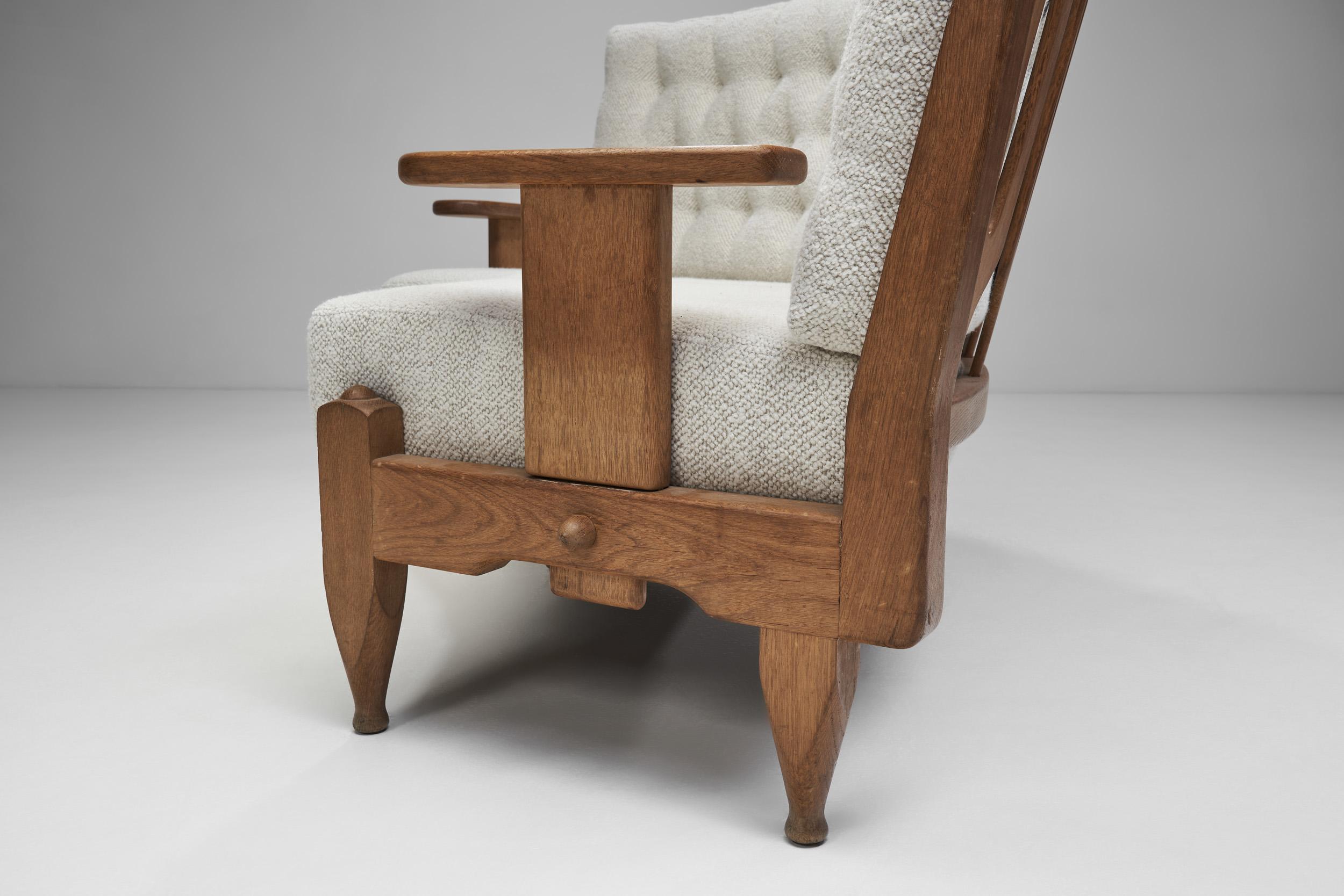 Sofá angular de roble Guillerme et Chambron para Votre Maison, Francia Años 60 en venta 5