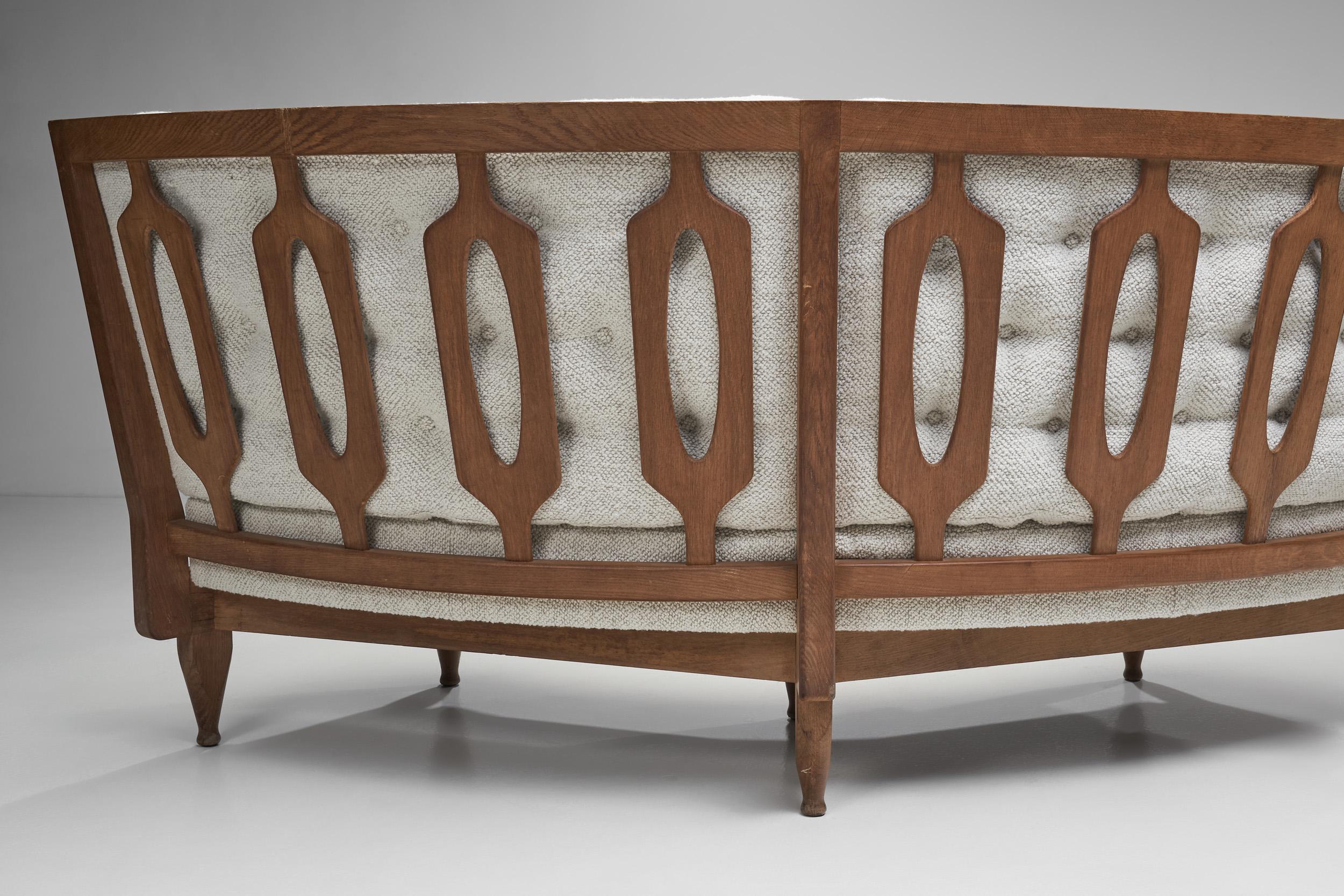 Sofá angular de roble Guillerme et Chambron para Votre Maison, Francia Años 60 en venta 7