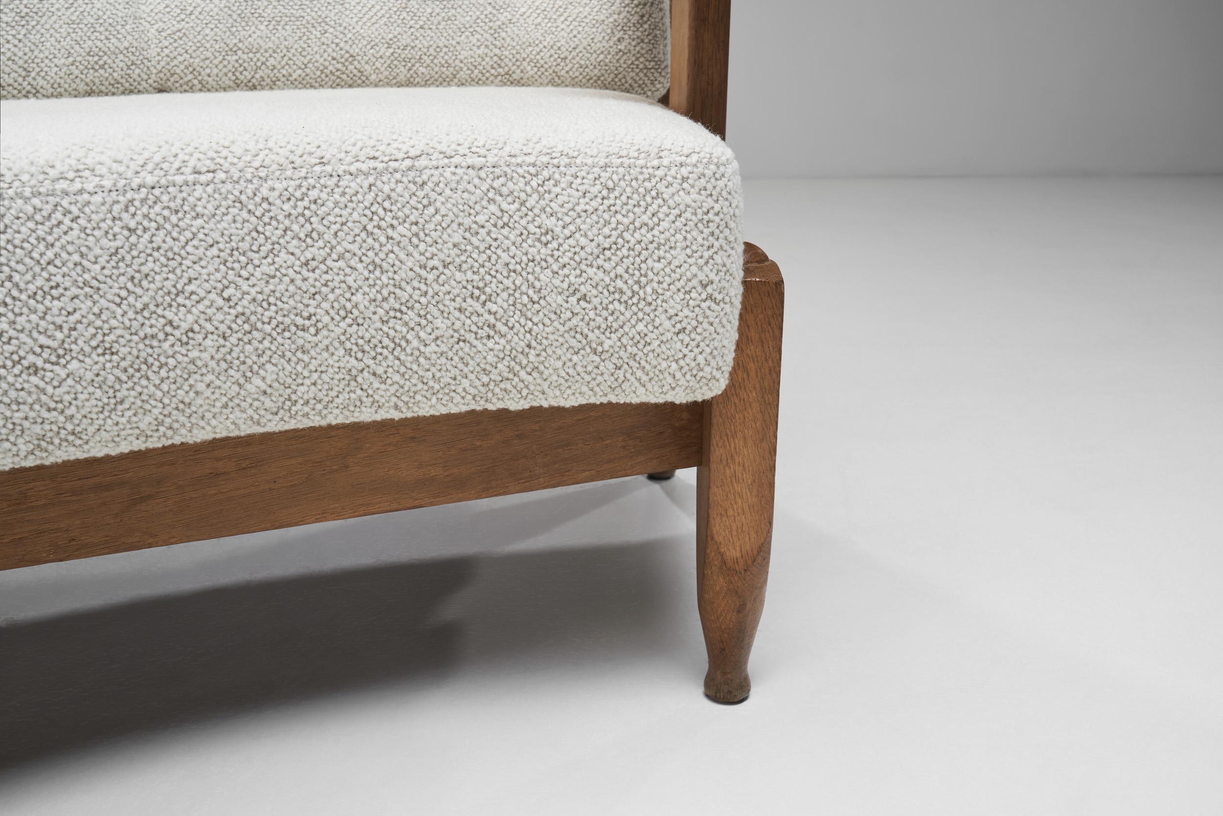 Sofá angular de roble Guillerme et Chambron para Votre Maison, Francia Años 60 en venta 11